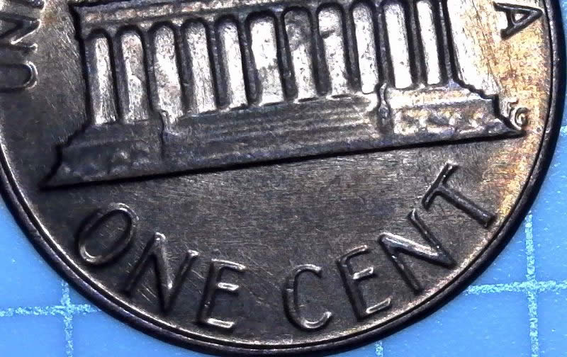 1983-P-Lincoln-Cent-Y-Reverse-Die-Clash-Over-Polished,-But-Y-Is-Visible